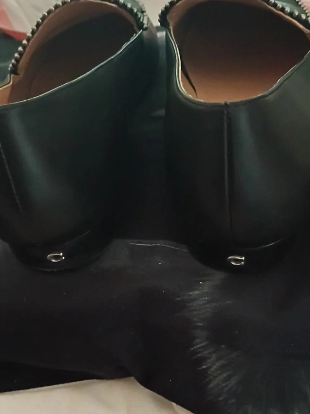 Coach Women's Black Studded Leather Loafers